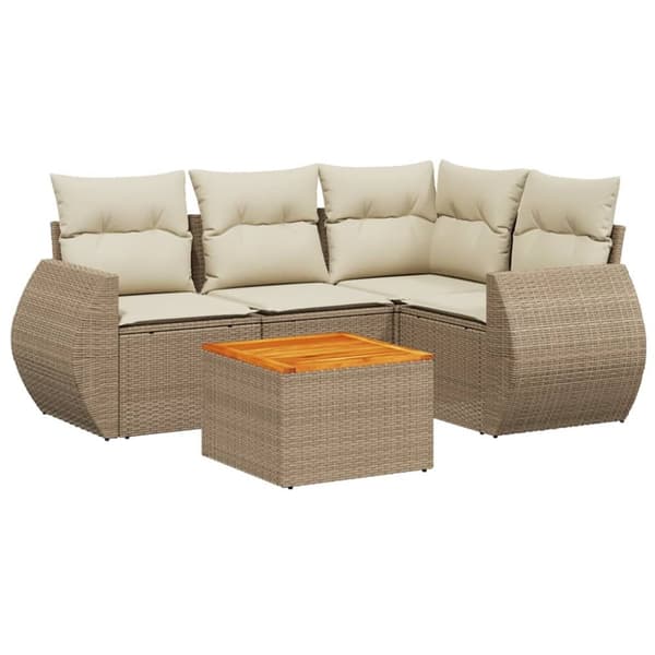 vidaXL sofasæt til haven 5 dele med hynder polyrattan beige