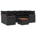 Miniatyrbillede 1 af 3: vidaXL sofasæt til haven 7 dele med hynder polyrattan sort