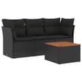 Miniatyrbillede 1 af 3: vidaXL sofasæt til haven 4 dele med hynder polyrattan sort