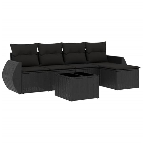 vidaXL sofasæt til haven 6 dele med hynder polyrattan sort