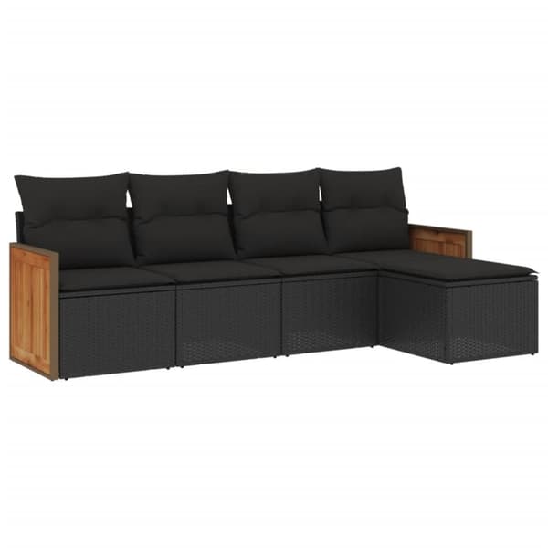 vidaXL sofasæt til haven 5 dele med hynder polyrattan sort