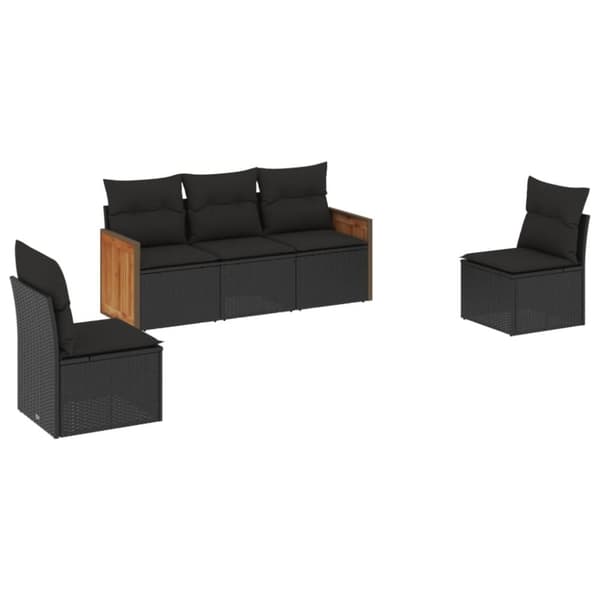 vidaXL sofasæt til haven 5 dele med hynder polyrattan sort