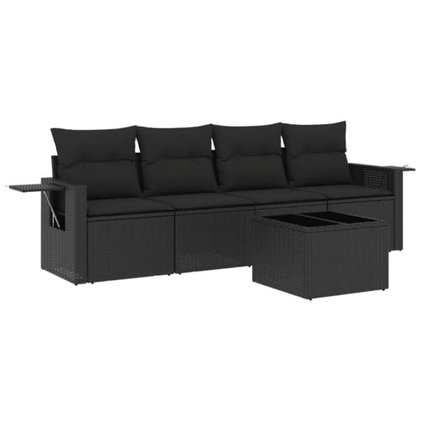 vidaXL sofasæt til haven 5 dele med hynder polyrattan sort