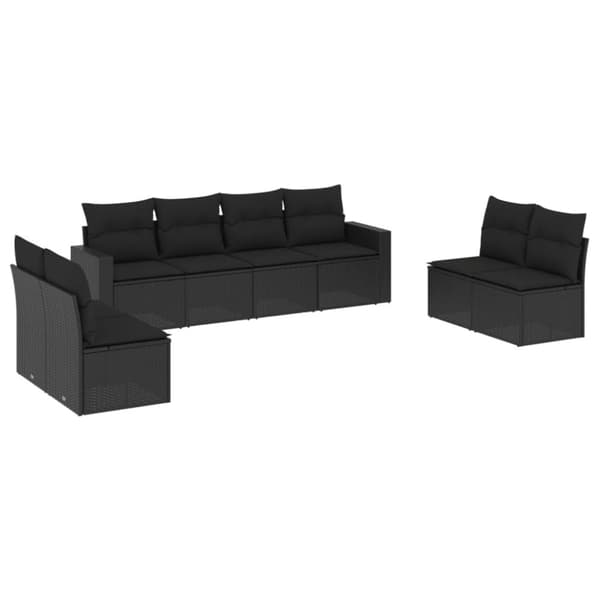 vidaXL sofasæt til haven 8 dele med hynder polyrattan sort