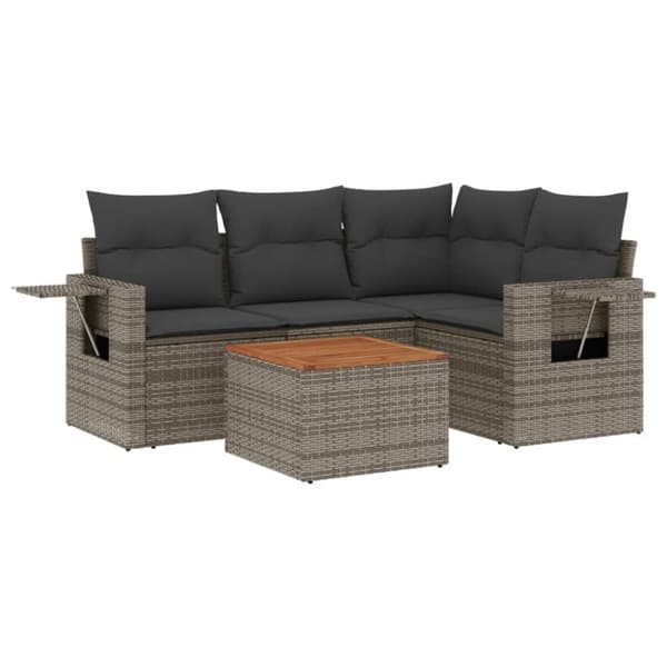 vidaXL sofasæt 5 dele med hynder polyrattan grå