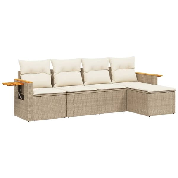 vidaXL sofasæt til haven 5 dele med hynder polyrattan beige