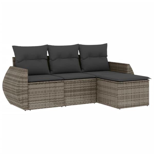 vidaXL sofasæt til haven 4 dele med hynder polyrattan grå
