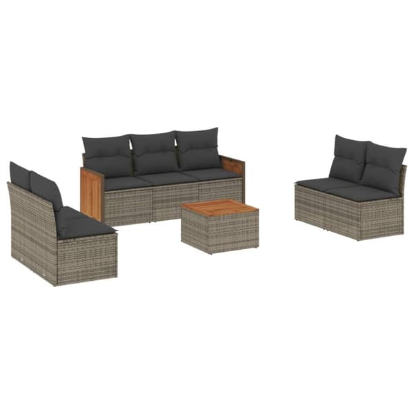 vidaXL sofasæt til haven 8 dele med hynder polyrattan grå