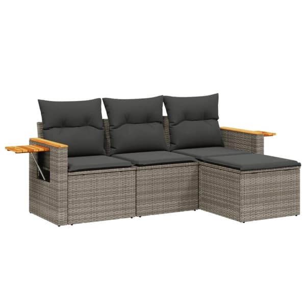 vidaXL sofasæt til haven 4 dele med hynder polyrattan grå