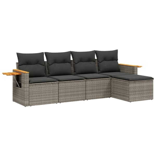 vidaXL sofasæt 5 dele med hynder polyrattan grå