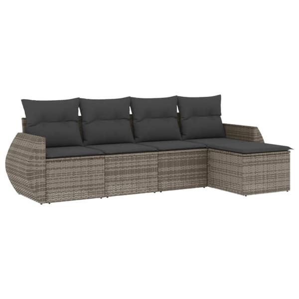 vidaXL sofasæt 5 dele med hynder polyrattan grå