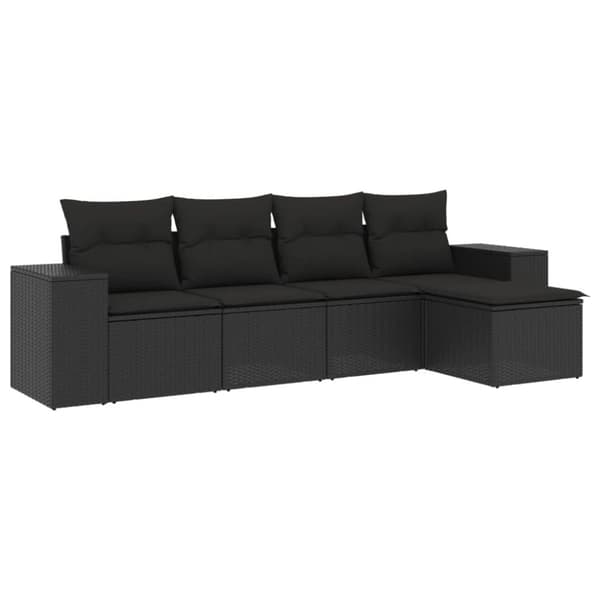 vidaXL sofasæt til haven 5 dele med hynder polyrattan sort