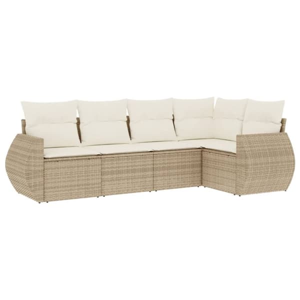 vidaXL sofasæt til haven 5 dele med hynder polyrattan beige