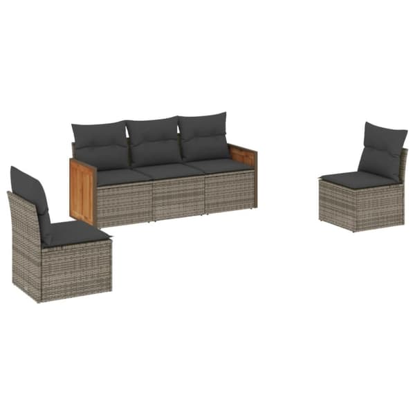 vidaXL sofasæt 5 dele med hynder polyrattan grå