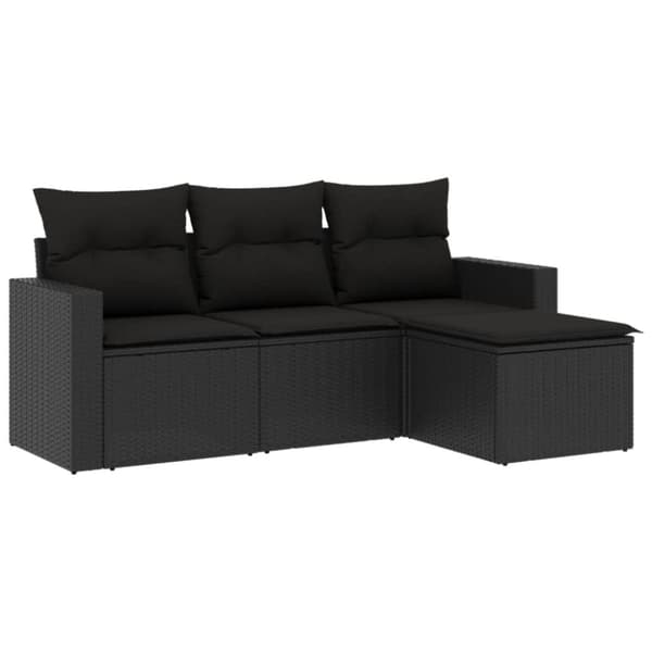 vidaXL sofasæt til haven 4 dele med hynder polyrattan sort