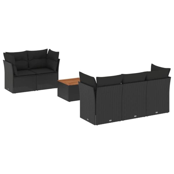 vidaXL sofasæt til haven 6 dele med hynder polyrattan sort