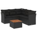 Miniatyrbillede 1 af 3: vidaXL sofasæt til haven 6 dele med hynder polyrattan sort