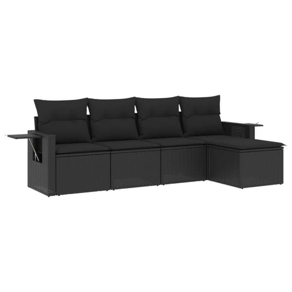 vidaXL sofasæt til haven 5 dele med hynder polyrattan sort