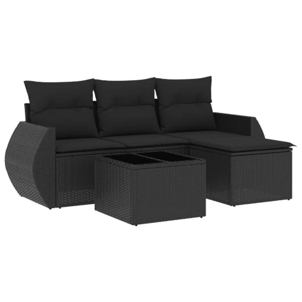 vidaXL sofasæt til haven 5 dele med hynder polyrattan sort