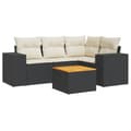 Miniatyrbillede 3 af 4: vidaXL sofasæt til haven 5 dele med hynder polyrattan sort