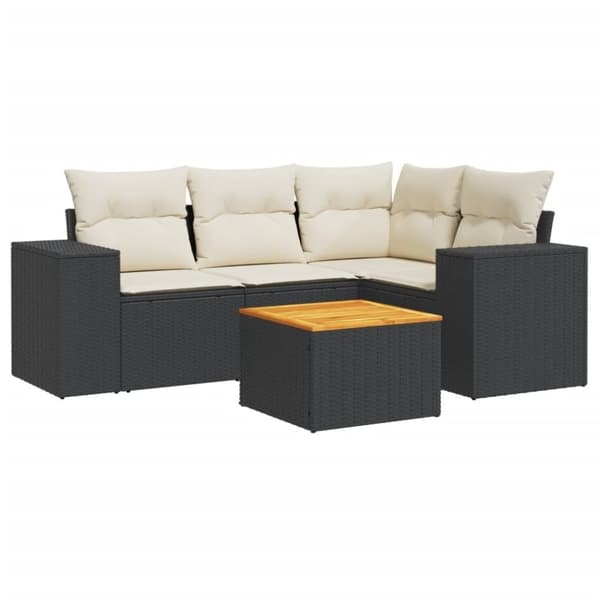 vidaXL sofasæt til haven 5 dele med hynder polyrattan sort