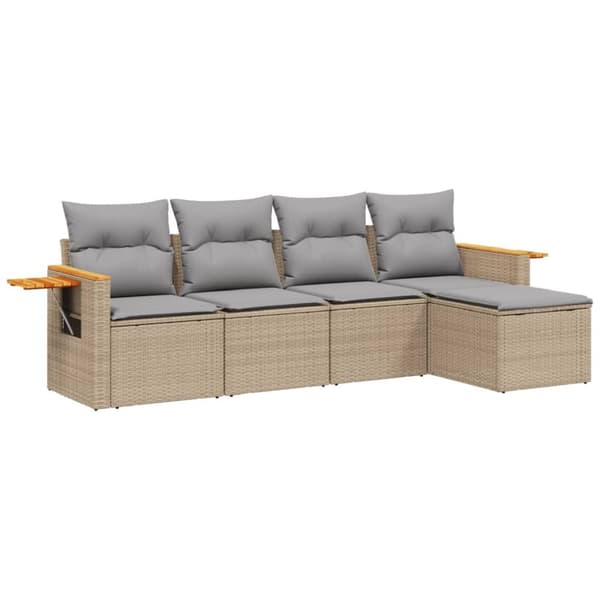 vidaXL sofasæt til haven 5 dele med hynder polyrattan beige