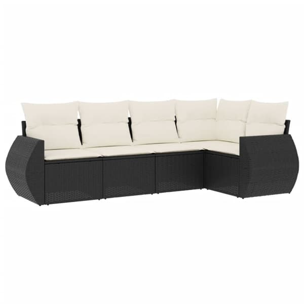 vidaXL sofasæt til haven 5 dele med hynder polyrattan sort