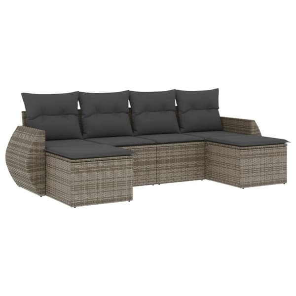 vidaXL sofasæt til haven 6 dele med hynder polyrattan grå