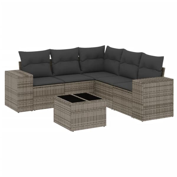 vidaXL sofasæt til haven 6 dele med hynder polyrattan grå
