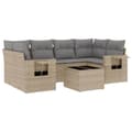 Miniatyrbillede 1 af 3: vidaXL sofasæt til haven 7 dele med hynder polyrattan beige