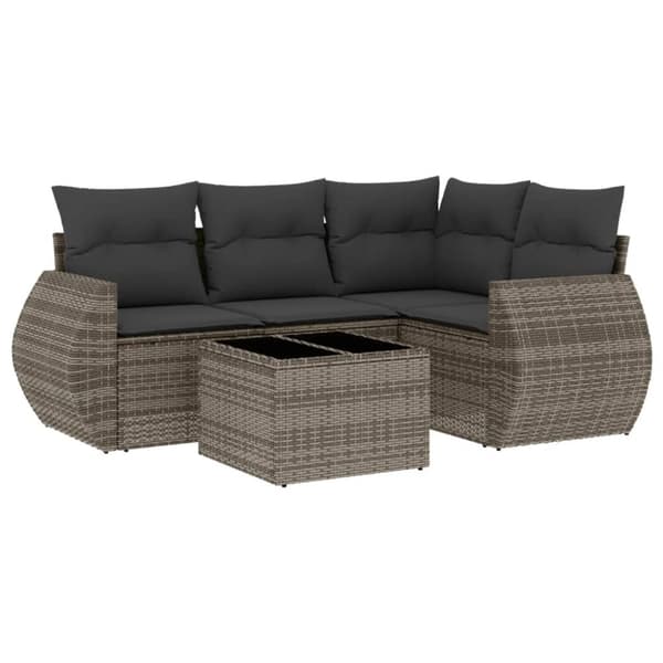 vidaXL sofasæt 5 dele med hynder polyrattan grå