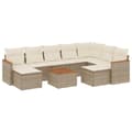 Miniatyrbillede 1 af 3: vidaXL sofasæt til haven 10 dele med hynder polyrattan beige