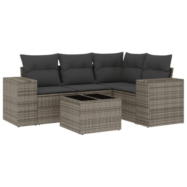 vidaXL sofasæt 5 dele med hynder polyrattan grå