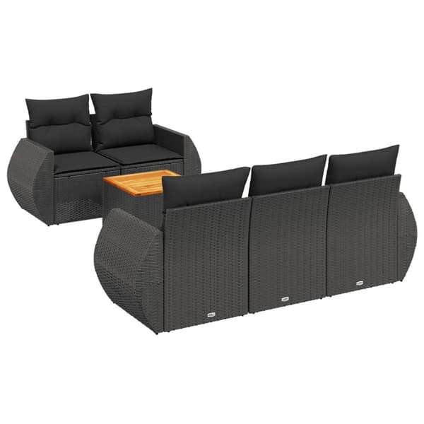 vidaXL sofasæt til haven 6 dele med hynder polyrattan sort