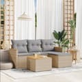 Miniatyrbillede 3 af 3: vidaXL sofasæt til haven 5 dele med hynder polyrattan beige