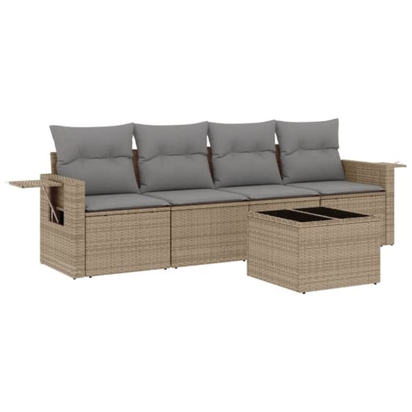 vidaXL sofasæt til haven 5 dele med hynder polyrattan beige