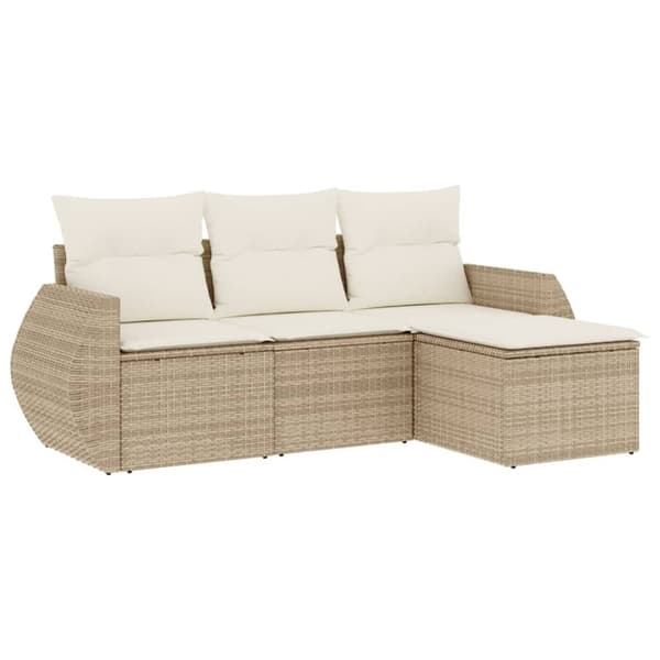 vidaXL sofasæt til haven 4 dele med hynder polyrattan beige