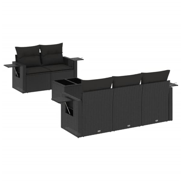 vidaXL sofasæt til haven 6 dele med hynder polyrattan sort