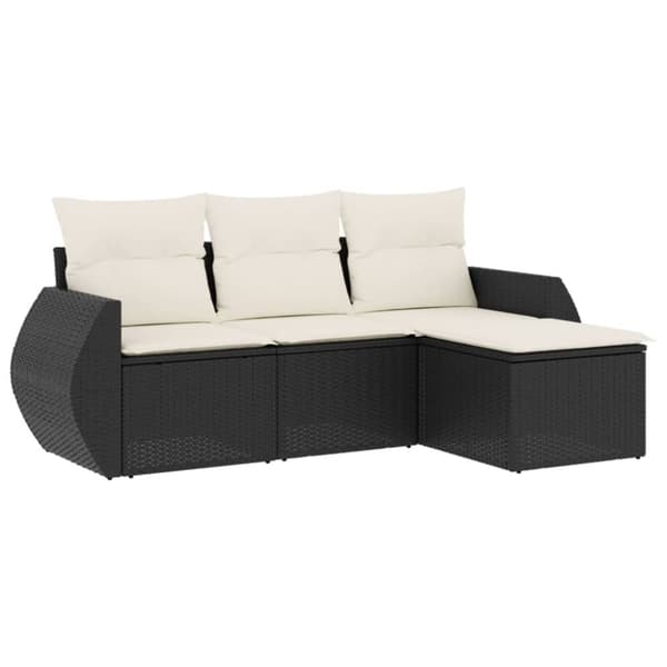 vidaXL sofasæt til haven 4 dele med hynder polyrattan sort