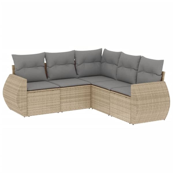 vidaXL sofasæt til haven 5 dele med hynder polyrattan beige