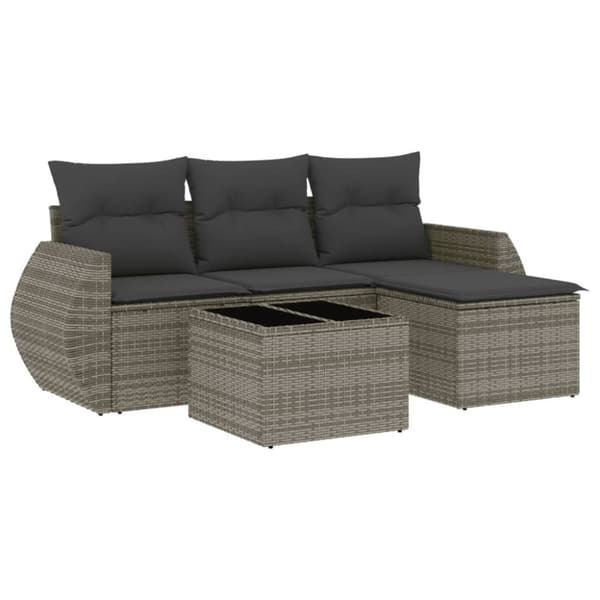 vidaXL sofasæt 5 dele med hynder polyrattan grå