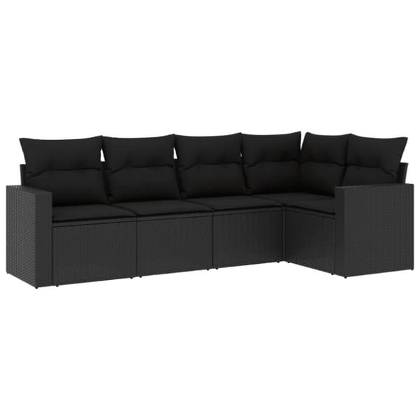 vidaXL sofasæt til haven 5 dele med hynder polyrattan sort