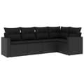 Miniatyrbillede 1 af 11: vidaXL sofasæt til haven 5 dele med hynder polyrattan sort
