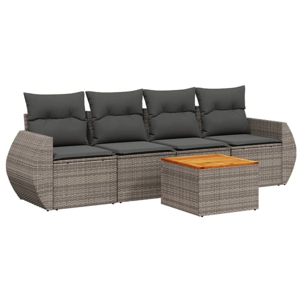 vidaXL sofasæt 5 dele med hynder polyrattan grå