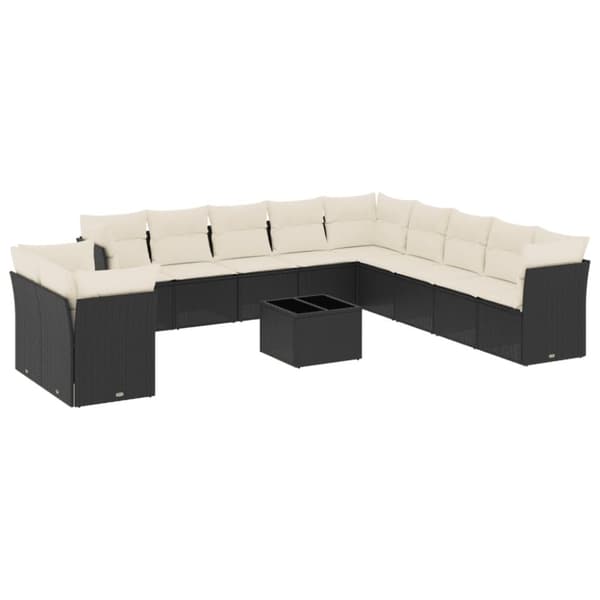 vidaXL sofasæt til haven 12 dele med hynder polyrattan sort