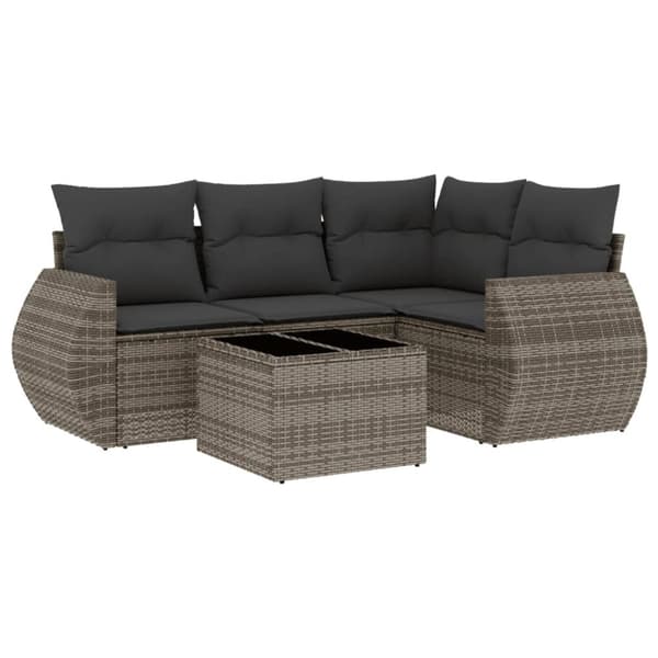 vidaXL sofasæt 5 dele med hynder polyrattan grå