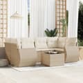 Miniatyrbillede 1 af 11: vidaXL sofasæt til haven 7 dele med hynder polyrattan beige