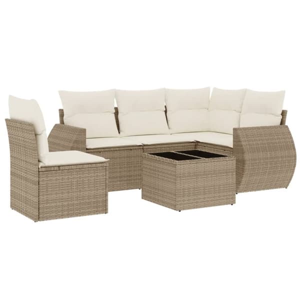 vidaXL sofasæt til haven 6 dele med hynder polyrattan beige