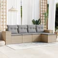 Miniatyrbillede 2 af 4: vidaXL sofasæt til haven 5 dele med hynder polyrattan beige