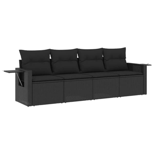 vidaXL sofasæt til haven 4 dele med hynder polyrattan sort